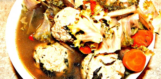 Crock-Pot Chicken Meatball & Kale Soup