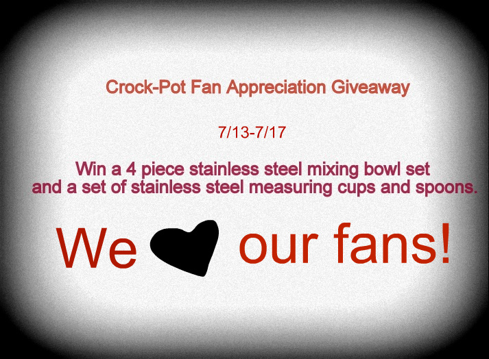 Crock-Pot Ladies Fan Appreciation Giveaway ~ Win Stainless Steel Bowl Set and Measuring Tools