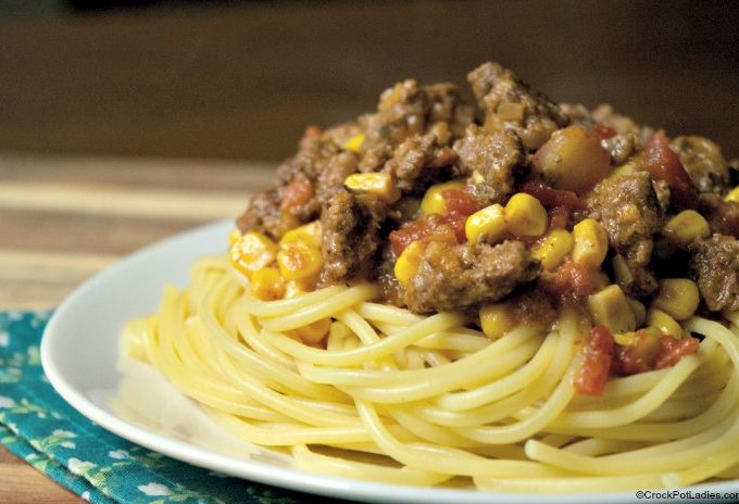 Crock-Pot Taco Spaghetti
