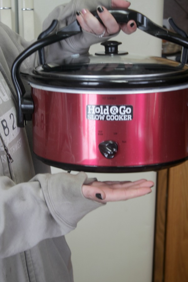 Hold & Go Slow Cooker - Lid locks in place so you can carry it with one hand!