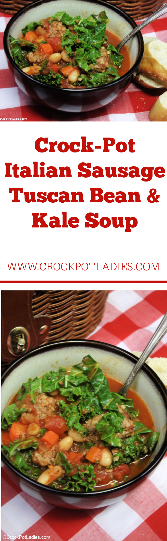 Crock-Pot Italian Sausage Tuscan Bean & Kale Soup