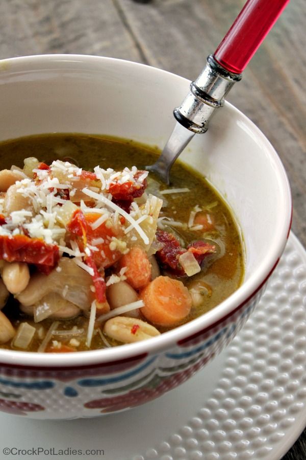 Crock-Pot Pesto Bean Soup
