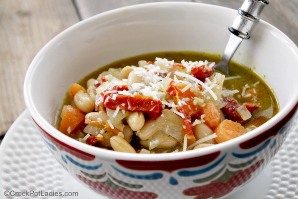 Crock-Pot Pesto Bean Soup
