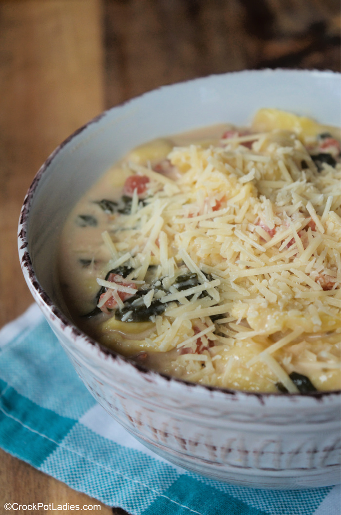 CrockPot Vegetarian Creamy Tortellini Soup CrockPot Ladies